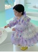 Candy Star Print Sweet Gorgeous Bow-Knot Lace Puff Sleeves Sweet Lolita Kids Long Sleeve Dress