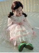 Sweet Lovely Floral Spring Autumn Stitching Lantern Sleeve Striped Bowknot Lace Decoration Sweet Lolita Kids Long-Sleeved Dress