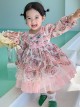 Spring Sweet Lolita Floral Lantern Sleeve Petal Lace Ruffle Hem Kids Long Sleeve Dress