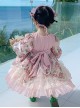 Spring Sweet Lolita Floral Lantern Sleeve Petal Lace Ruffle Hem Kids Long Sleeve Dress