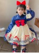 Retro Oil Painting Style Red Bowknot Decorated Lace Lantern Sleeve Classic Lolita Kids Long Sleeve Dress