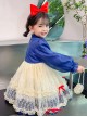 Retro Oil Painting Style Red Bowknot Decorated Lace Lantern Sleeve Classic Lolita Kids Long Sleeve Dress