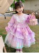 Palace Style Lace Magic Color Asymmetrical Hem Design Sweet Lolita Kids Long-Sleeved Dress