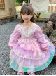 Palace Style Lace Magic Color Asymmetrical Hem Design Sweet Lolita Kids Long-Sleeved Dress
