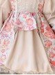 Stand Collar Spring Autumn Flower Print Court Style Puff Sleeves Big Bow-Knot Sweet Lolita Kids Long-Sleeved Dress