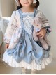 Palace Style Lace Flower Print Thickened Autumn Winter Cute Sweet Lolita Kids Long-Sleeved Dress