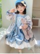 Palace Style Lace Flower Print Thickened Autumn Winter Cute Sweet Lolita Kids Long-Sleeved Dress