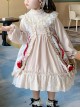 Red Rose Print Lace Decoration Stand Collar Lantern Sleeve Sweet Lolita Kids Long Sleeve Dress