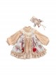 Red Rose Print Lace Decoration Stand Collar Lantern Sleeve Sweet Lolita Kids Long Sleeve Dress