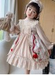 Red Rose Print Lace Decoration Stand Collar Lantern Sleeve Sweet Lolita Kids Long Sleeve Dress