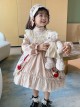 Red Rose Print Lace Decoration Stand Collar Lantern Sleeve Sweet Lolita Kids Long Sleeve Dress