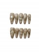 Handmade Gradient Pearl Shell Metal Color Detachable Finished Long Manicure Nail Pieces