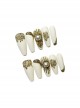 Golden Sun Pearl Decorative Hand-Painted Detachable Finished Long Manicure Nail Pieces