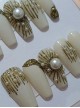 Golden Sun Pearl Decorative Hand-Painted Detachable Finished Long Manicure Nail Pieces