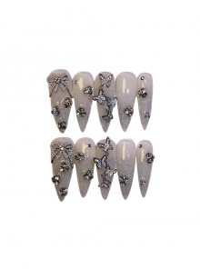 Sequins Gradient Sweet Cool Butterfly Diamond Shiny Detachable Finished Drop-Shaped Long Manicure Nail Pieces