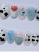 Fresh Summer Cute Cows Three-Dimensional Peach Heart Sweet Detachable Finished Short Manicure Nail Pieces