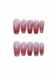 Peach Red Translucent Mid-Length Metal Water Drop Detachable Finished Manicure Nail Pieces