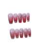 Peach Red Translucent Mid-Length Metal Water Drop Detachable Finished Manicure Nail Pieces