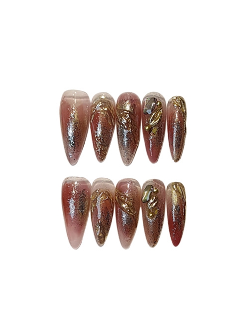 Shiny Metallic Translucent Gradient Glitter Detachable Long Style Finished Manicure Nail Pieces