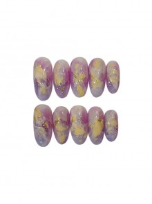 Light Purple Watercolor Gold Foil Mixed Color Sequins Detachable Finished Manicure Nail Pieces