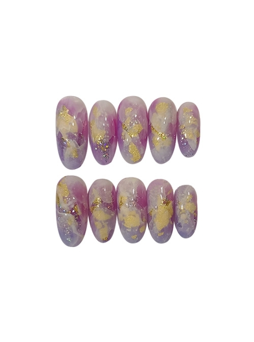 Light Purple Watercolor Gold Foil Mixed Color Sequins Detachable Finished Manicure Nail Pieces