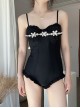 Floral Pure Color Slim Diamond Sling Sexy Sleeveless One-Piece Swimsuit