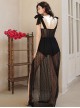 Black Translucent Three-Dimensional Flower Decoration Sexy Sleeveless One-Piece Swimsuit Two-Piece Set