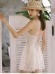 Fairy Lace Hollow V-Neck Halter Lacing Sexy Solid Color Jacquard Sleeveless One-Piece Swimsuit