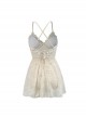 Fairy Lace Hollow V-Neck Halter Lacing Sexy Solid Color Jacquard Sleeveless One-Piece Swimsuit