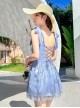 Pure Color Jacquard Slim-Fit Lacing Backless Sexy Fairy One-Piece Sleeveless Swimsuit
