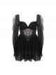 Summer Retro Black Hollow Lace Translucent Sunscreen Long-Sleeved One-Piece Swimsuit