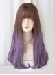 Brown Gradient Purple Fashion Micro Curly Long Hair Classic Lolita Wig