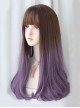 Brown Gradient Purple Fashion Micro Curly Long Hair Classic Lolita Wig
