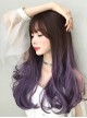 Brown Gradient Purple Fashion Micro Curly Long Hair Classic Lolita Wig