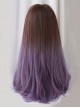 Brown Gradient Purple Fashion Micro Curly Long Hair Classic Lolita Wig