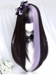 Aku Series Black Purple Color Matching Fashion Little Idol Long Straight Hair Classic Lolita Wig