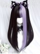 Aku Series Black Purple Color Matching Fashion Little Idol Long Straight Hair Classic Lolita Wig