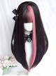 Black Strawberry Series Sweet-Cool Girl Black Pink Color Matching Long Straight Hair Classic Lolita Wig