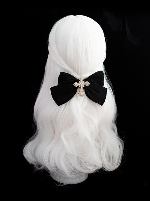 Pure White Natural Air Bangs Long Curly Hair Cool Girl Gothic Punk Style Classic Lolita Wig