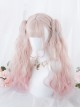 Sakura Puffs Series Pink Gradient Short Curly Hair Detachable Tiger's Mouth Clip Double Ponytail Sweet Lolita Wig