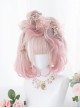 Sakura Puffs Series Pink Gradient Short Curly Hair Detachable Tiger's Mouth Clip Double Ponytail Sweet Lolita Wig