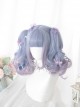 Blueberry Bubble Series Blue Purple Gradient Cute Short BOBO Head Detachable Tiger's Mouth Clip Long Curly Double Ponytail Sweet Lolita Wig