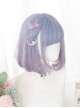 Blueberry Bubble Series Blue Purple Gradient Cute Short BOBO Head Detachable Tiger's Mouth Clip Long Curly Double Ponytail Sweet Lolita Wig