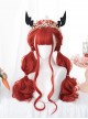 Elven Lament Series Red Daily Sweet Air Bangs Long Curly Hair Classic Lolita Wig