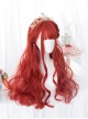 Elven Lament Series Red Daily Sweet Air Bangs Long Curly Hair Classic Lolita Wig