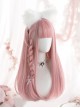 Pink Cute Girl Air Bangs Long Straight Hair Sweet Lolita Wig