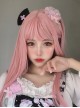 Pink Cute Girl Air Bangs Long Straight Hair Sweet Lolita Wig