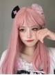 Pink Cute Girl Air Bangs Long Straight Hair Sweet Lolita Wig
