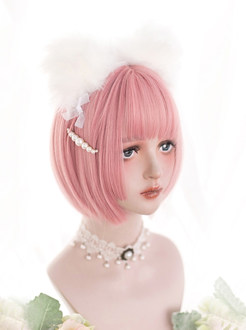 Japanese Cute Daily Short Hair BOBO Head Short Straight Hair Sweet Lolita Wig