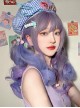 Blue-Purple Mixed Color Gradient Neat Bangs Long Curly Sweet Lolita Wig